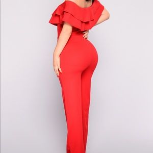 Ready To Ruffle Jumpsuit - Red
